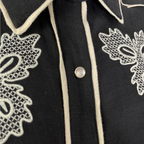 C/Meo Collective Nearby Black Shirt Pearl Snap Long Sleeve Cowgirl Western - Picture 9 of 12